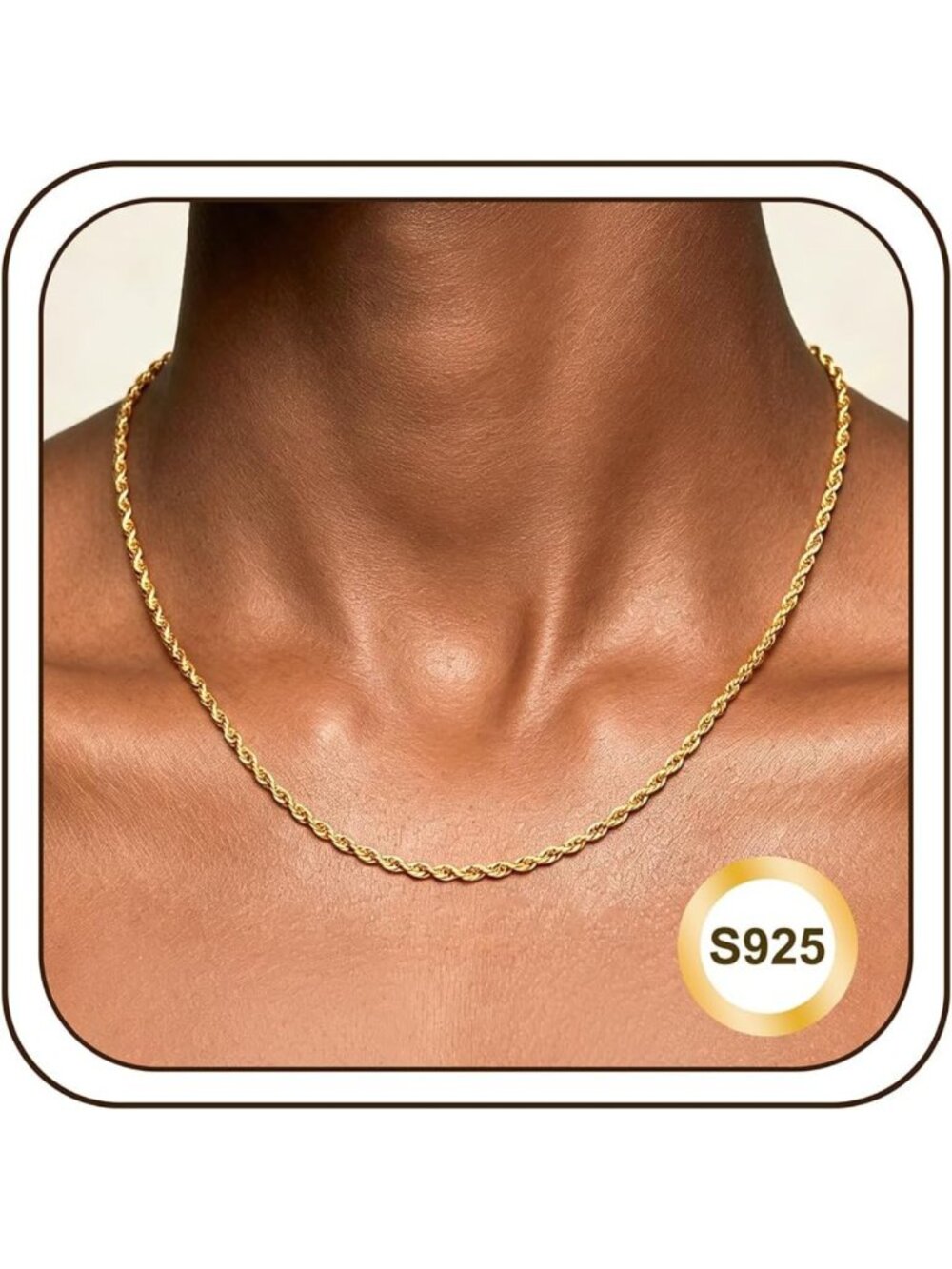 925 Sterling Silver Twisted Rope Necklace for Women - Durable & Smooth 16-24
